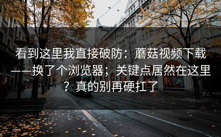 看到这里我直接破防:蘑菇视频下载——换了个浏览器;关键点居然在这里?真的别再硬扛了 看到这里我直接破防:蘑菇视频下载——换了个浏览器;关键点居然在这里?真的别再硬扛了